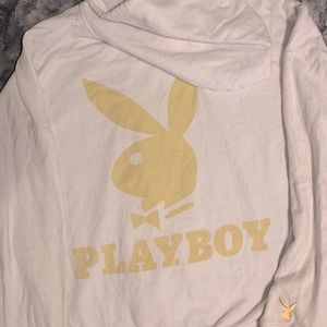 PLAYBOY Women’s jacket yellow and white Zip-Up hoddie soft comfortable.
